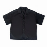 SOHO Boyfriend Shirt in black bleach-resistant fabric, flat lay